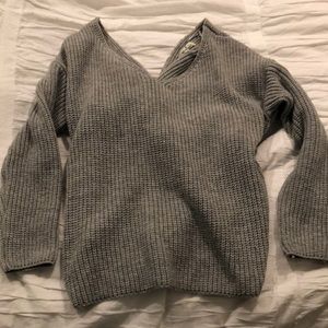 Miracle Sweaters - Women’s Gray Back Bow Detail Sweater Miracle Sweaters - Women’s Gray Back Bow Detail Sweater